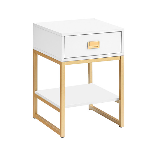 Alessia Bedside Table - White/Gold